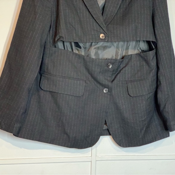 Topshop Deconstructed Pinstripe Blazer in Black - Picture 6 of 12